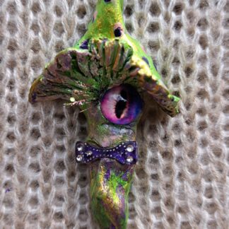 Брошь гриб глазастый зелено - фиолетовый 2