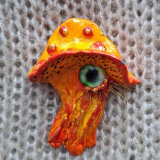 Брошь гриб глазастый желтый 1