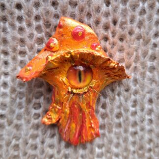 Брошь гриб глазастый желтый 2