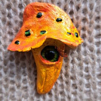 Брошь гриб глазастый желтый  2