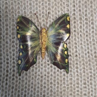 Брошь бабочка коричнево-зеленая