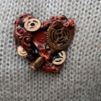 Брошь сердце стимпанк / готика 8