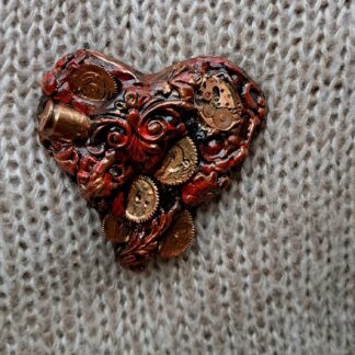 Брошь сердце стимпанк / готика 4