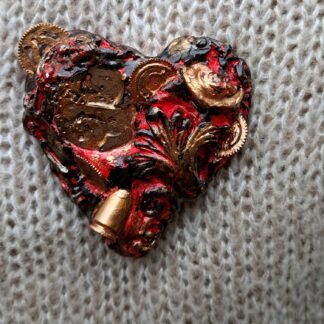 Брошь сердце стимпанк/готика 2