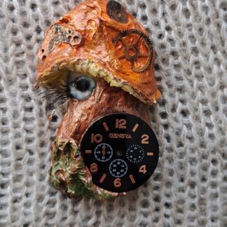 Брошь гриб глазастый бронзовый