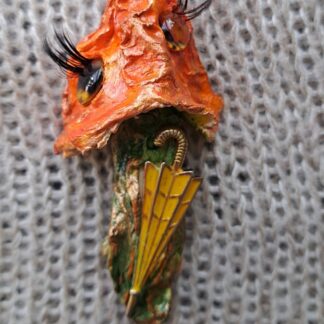 Брошь гриб глазастый с зонтиком